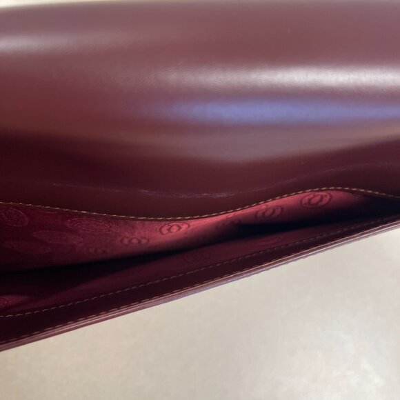 Cartier Must de Cartier Burgundy Leather Clutch w/ Retractable Strap  - Preowned - Picture 12 of 14